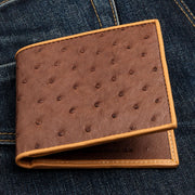Dark Brown Twotone Ostrich Skin Leather Wallet