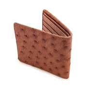 Cognac Brown Ostrich Skin Leather Wallet