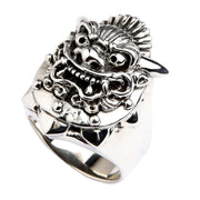 Sterling Silver Japanese Devil Mask Ring for Men