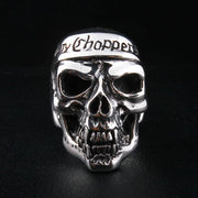 motorcycle chopper biker skull ring
