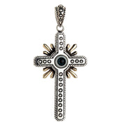 Sterling Silver Evil Eye Cross Pendant Necklace-Bikerringshop