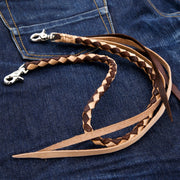 Light Brown Genuine Cowhide Leather Wallet Chain